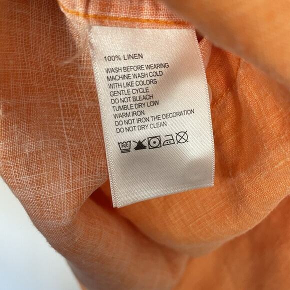Tommy Bahama 100% Linen Shirt Men’s XXL Orange Short Sleeve Loop Collar Tropical - Picture 11 of 13